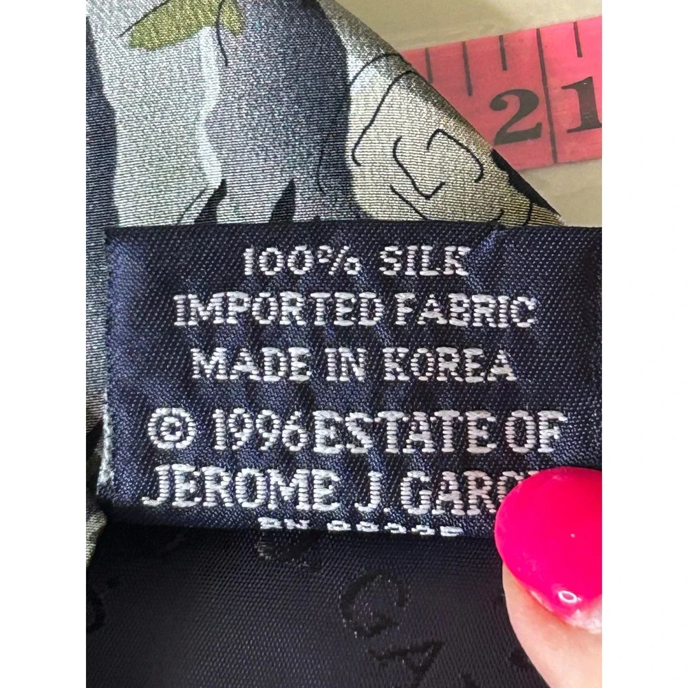 J. Garcia Men Silk Tie Courtyard Performance Collection 15 Abstract Grey 1996